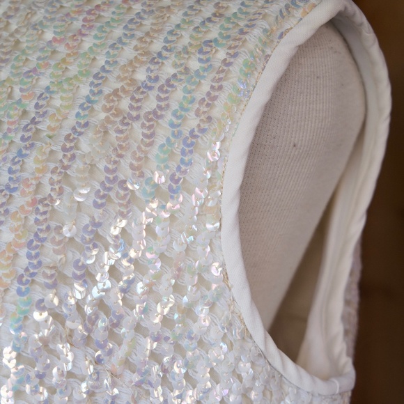 Vintage 60's Sherbet Originals Rainbow Sequin Sleeveless Cropped Top Woman's M/L - Picture 8 of 16